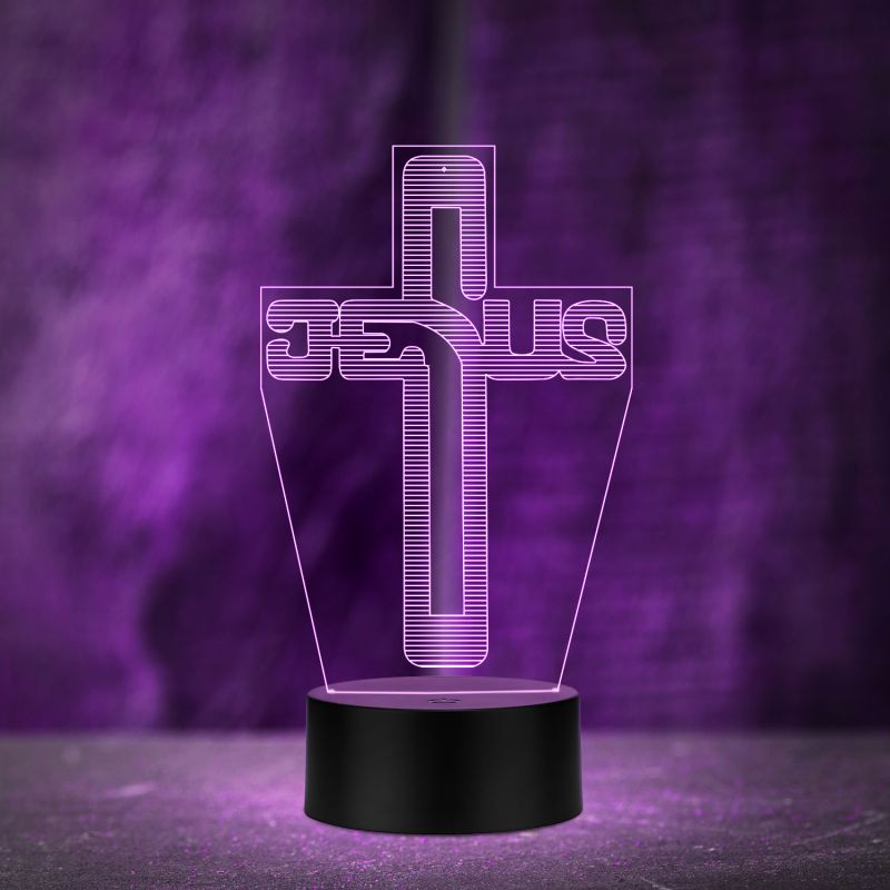 Jesus Cross Acrylic Night lamp Multicolored Light Gift for Birthday